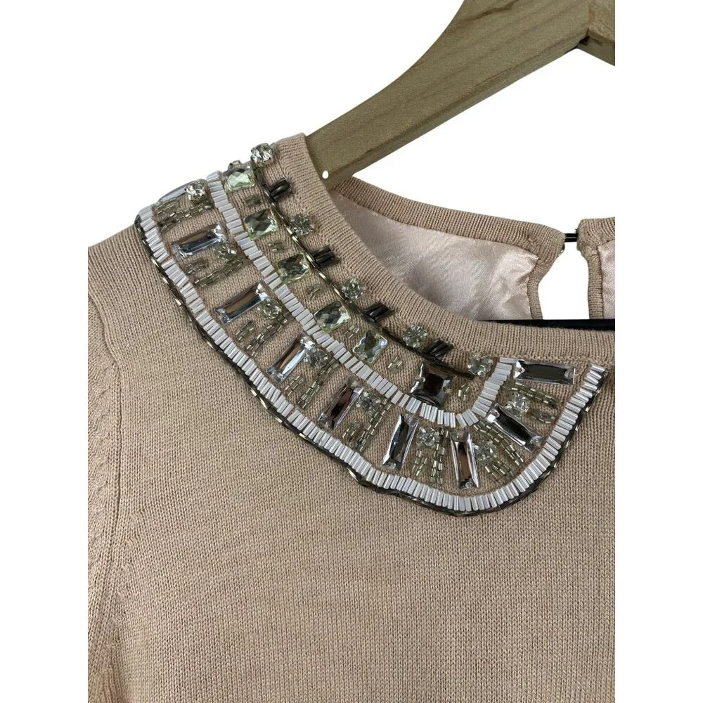 Boden Women's 4 Cashmere Blend Jeweled Neckline NWT Knit Bedazzled Glam Sweater - Picture 5 of 14